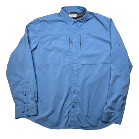 L.L.Bean‎ Vented Shirt Mens XL Blue Button Up Long Sleeve Fishing Hiking